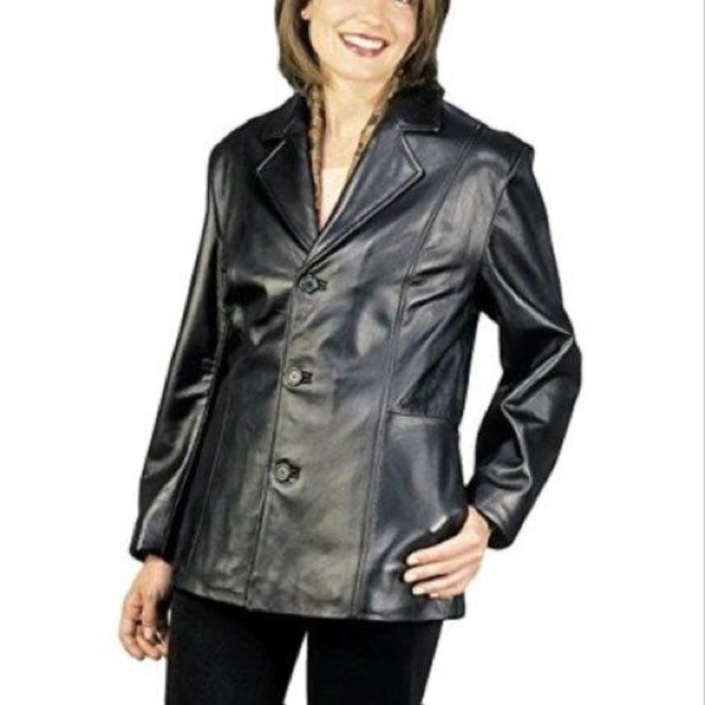 Imported Lamb Brown Leather Jacket by Reed Womens Large